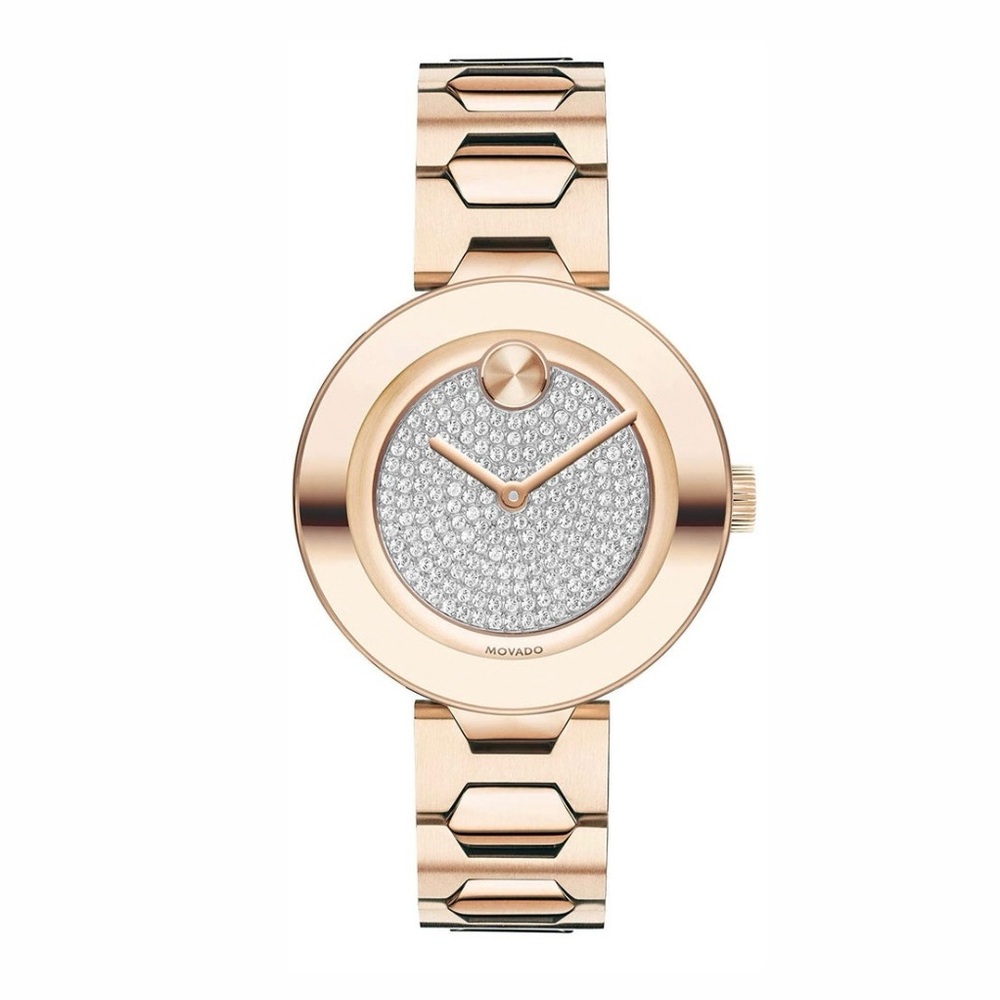 BOLD CRYSTAL PAVE ROSE GOLD DIAL WATCH